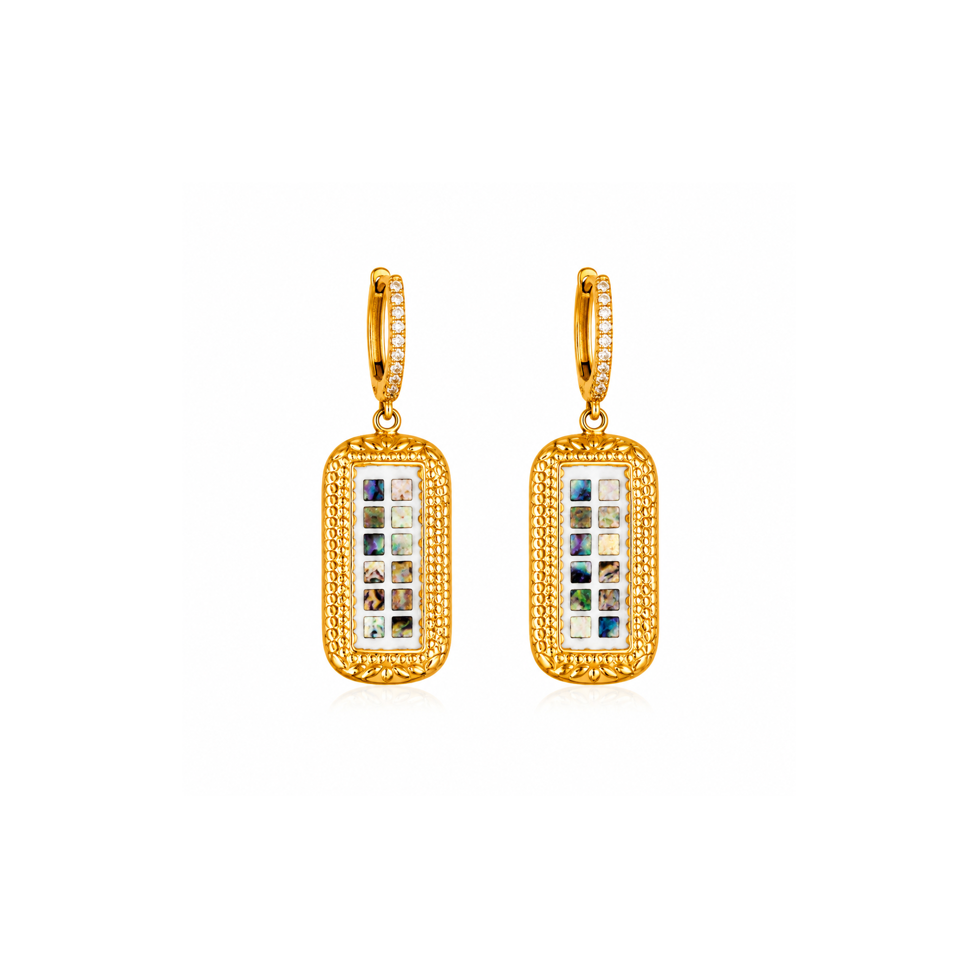 Maylohas Mosaic Tile charm huggie earrings