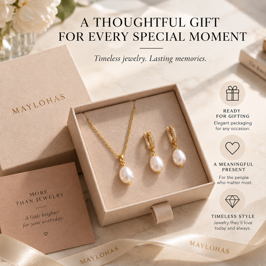 Pearl Drop Set gift ready jewelry packaging
