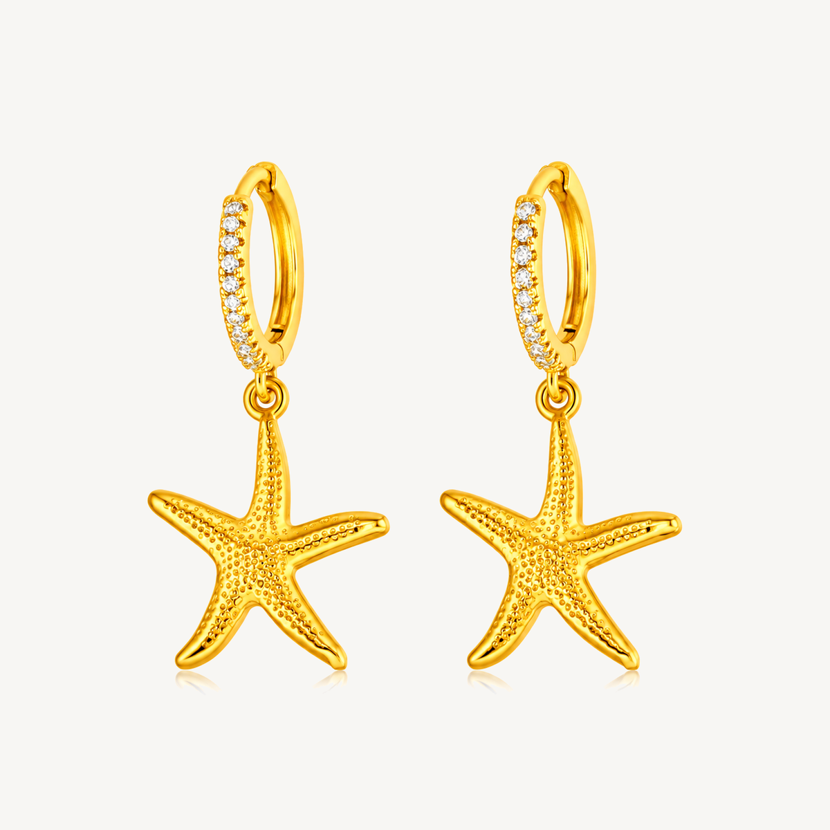 Gold Starfish charm huggie earrings
