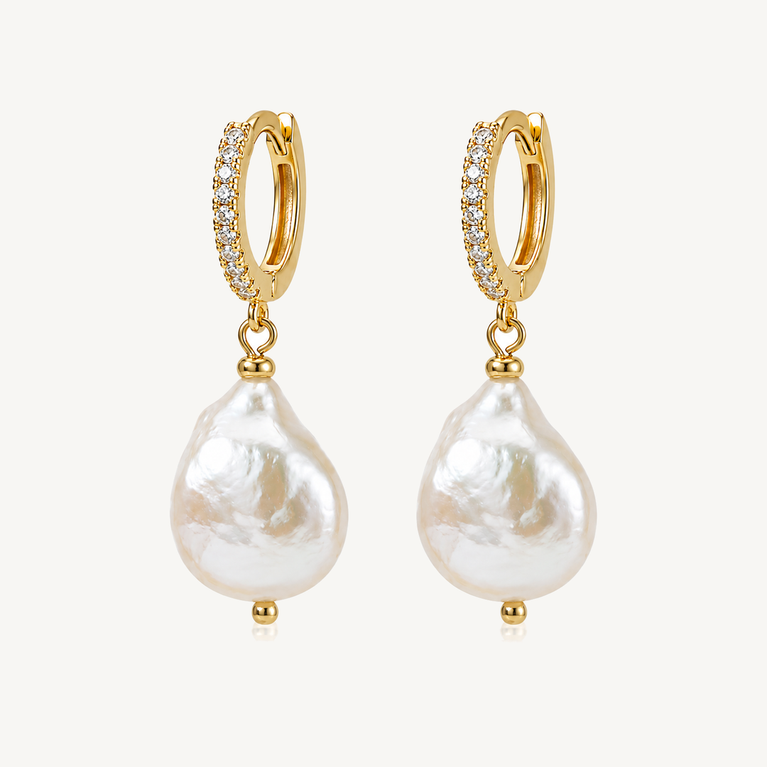 Large baroque freshwater pearl huggie earrings