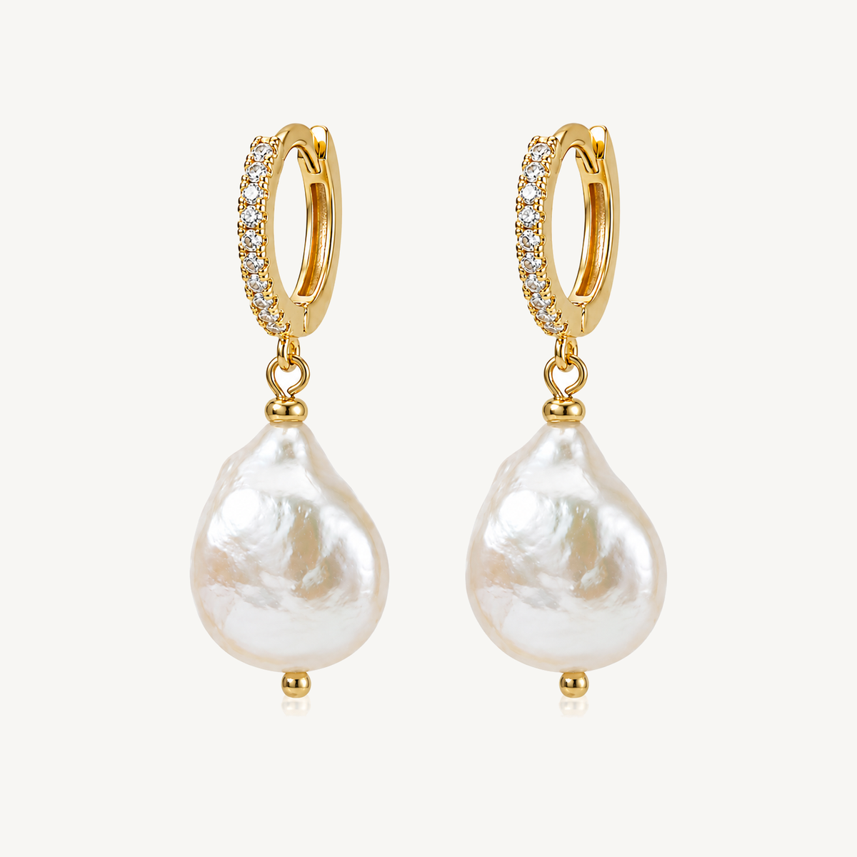 Large baroque freshwater pearl huggie earrings