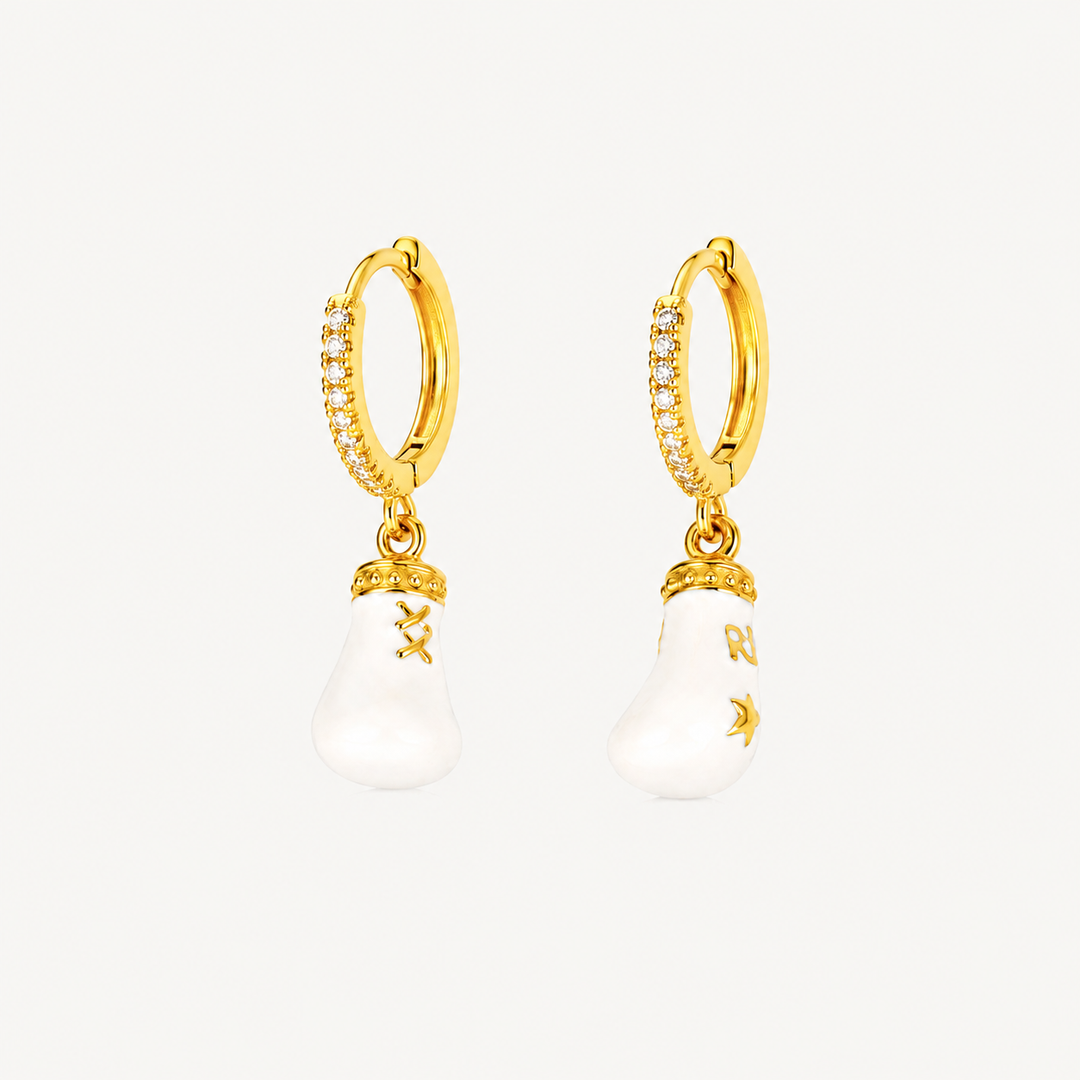 Lucky Symbol charm huggie earrings