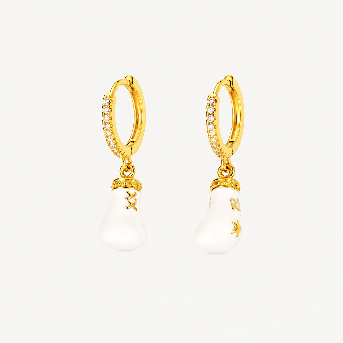 Lucky Symbol charm huggie earrings