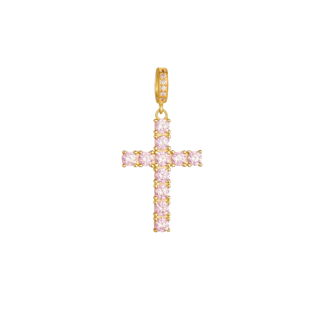 Pink Cubic Zirconia Cross