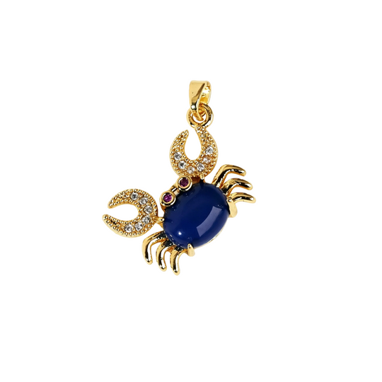 Gold Blue Stone Crab Pendant