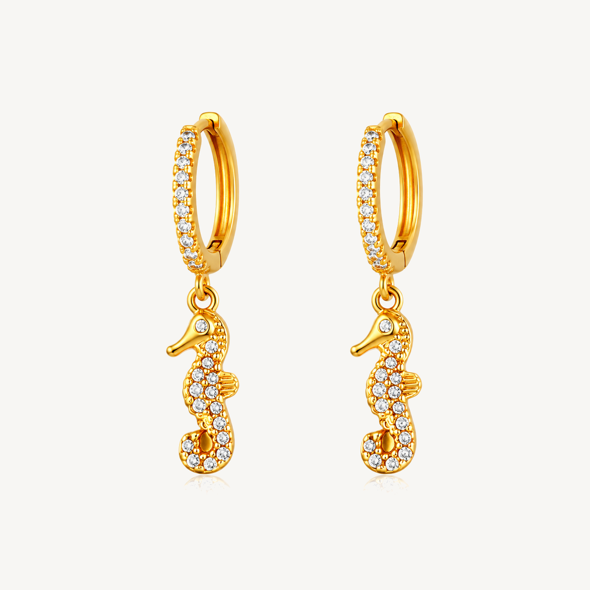 Seahorse charm huggie earrings