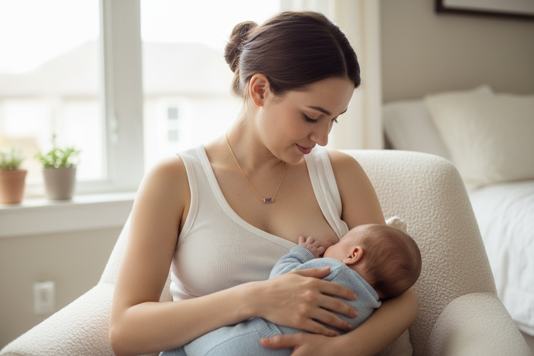 妈妈佩戴紫色生日石项链