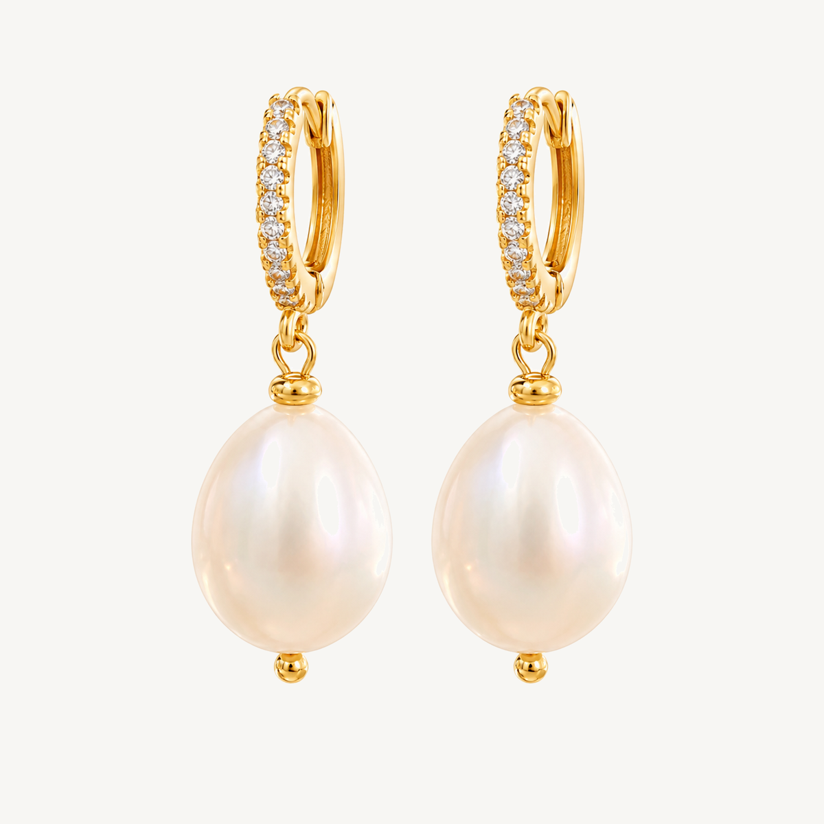 Teardrop freshwater pearl huggie earrings