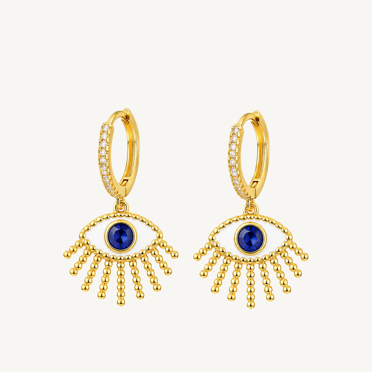 Evil Eye charm huggie earrings