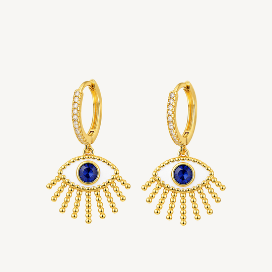 Evil Eye charm huggie earrings
