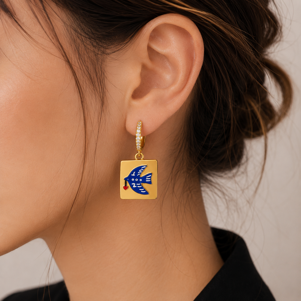 Blue Bird Earrings
