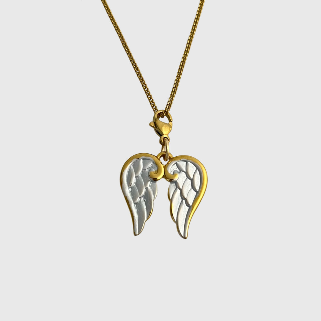 Angel Wings Pendant Necklace – 18K Gold Plated Stainless Steel Guardian Angel Necklace for Women