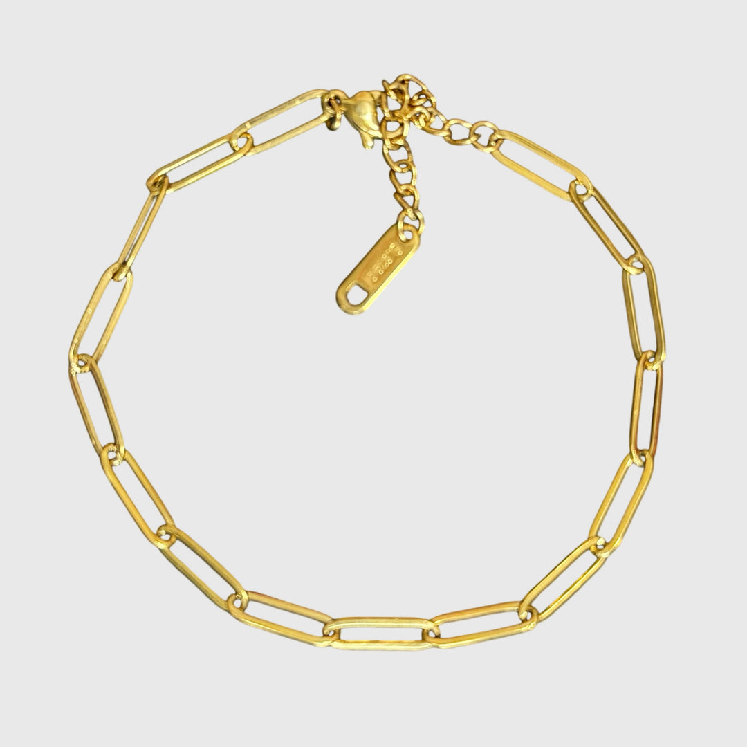 Minimalist Paperclip Bracelet – 18K Gold Plated Stainless Steel, Adjustable Chain Bracelet for Women