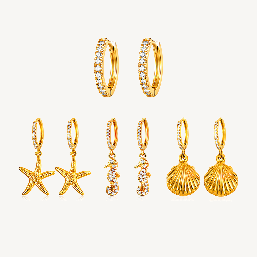 Four-pair gold-tone huggie earring set