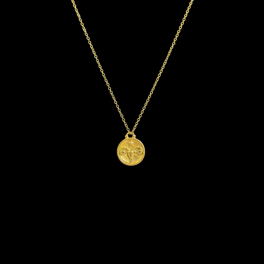 Golden Dainty Chain Necklace – Initial, Zodiac & Tarot Pendants, Personalized Layering Jewelry