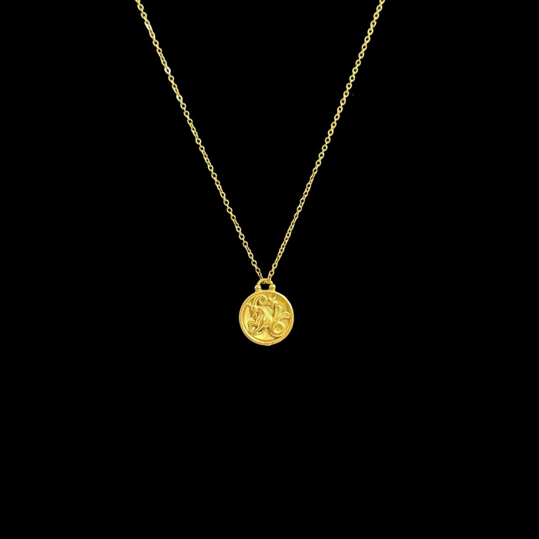 Golden Dainty Chain Necklace – Initial, Zodiac & Tarot Pendants, Personalized Layering Jewelry