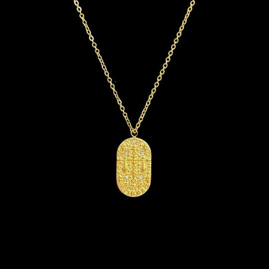 Golden Dainty Chain Necklace – Initial, Zodiac & Tarot Pendants, Personalized Layering Jewelry