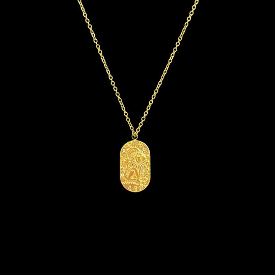 Golden Dainty Chain Necklace – Initial, Zodiac & Tarot Pendants, Personalized Layering Jewelry