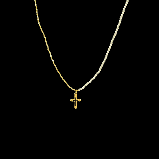 Handmade Pearl & Gold Bead Chain – Customizable Pendant Base Necklace, Minimalist Layering Jewelry for Women