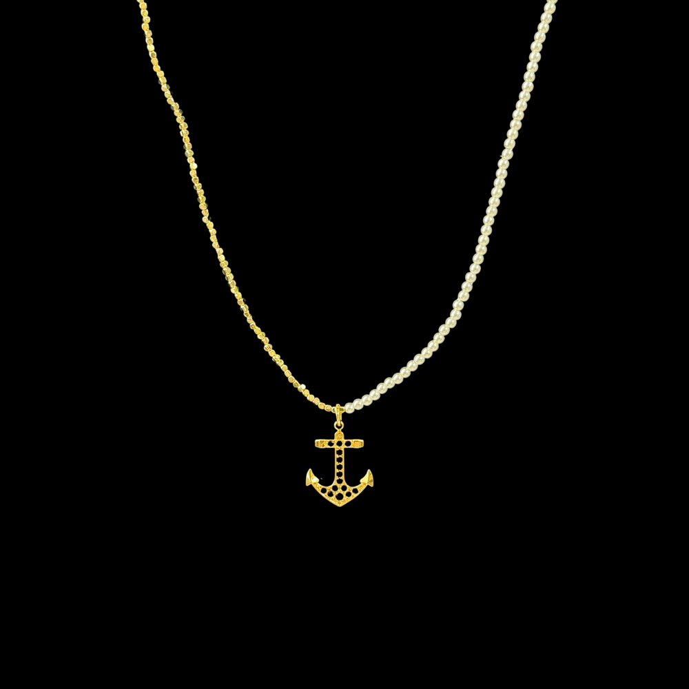 Handmade Pearl & Gold Bead Chain – Customizable Pendant Base Necklace, Minimalist Layering Jewelry for Women