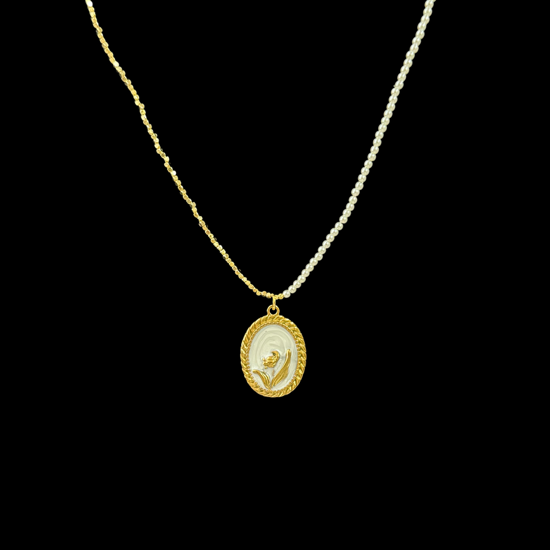 Handmade Pearl & Gold Bead Chain – Customizable Pendant Base Necklace, Minimalist Layering Jewelry for Women