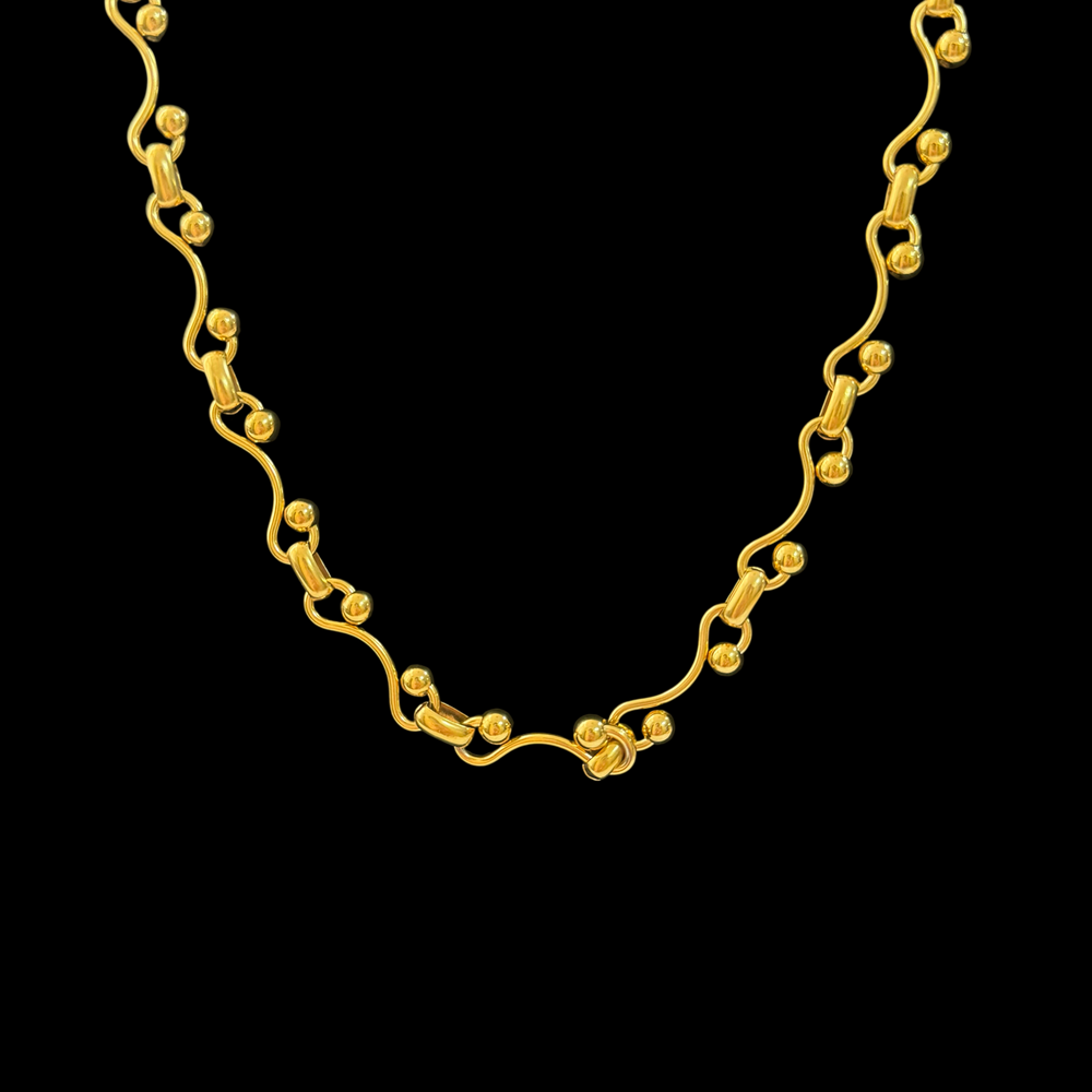 Gold Chain Necklace Collection – Wavy Bead, Twisted Link & Cuban Chain, Trendy Jewelry for Women