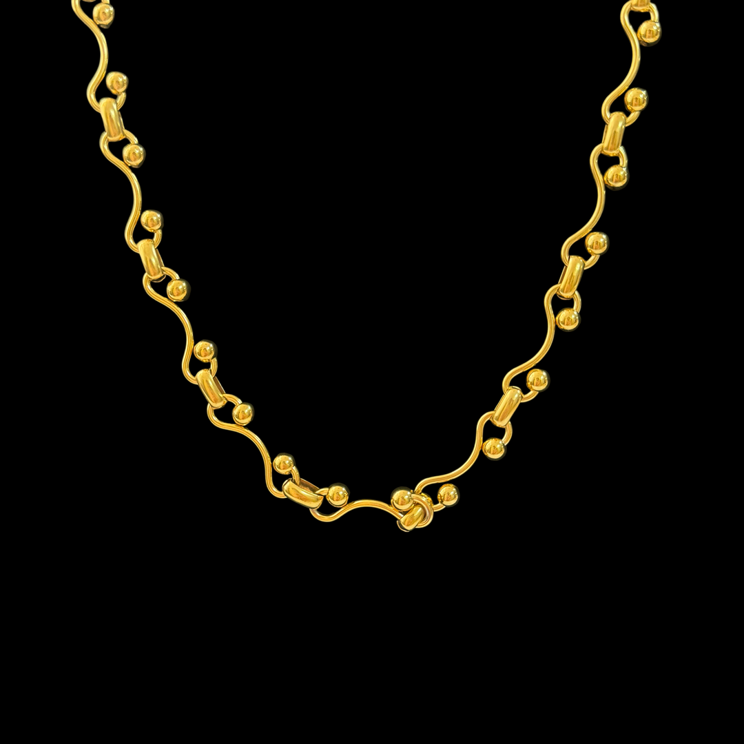 Gold Chain Necklace Collection – Wavy Bead, Twisted Link & Cuban Chain, Trendy Jewelry for Women