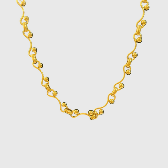 Gold Chain Necklace Collection – Wavy Bead, Twisted Link & Cuban Chain, Trendy Jewelry for Women