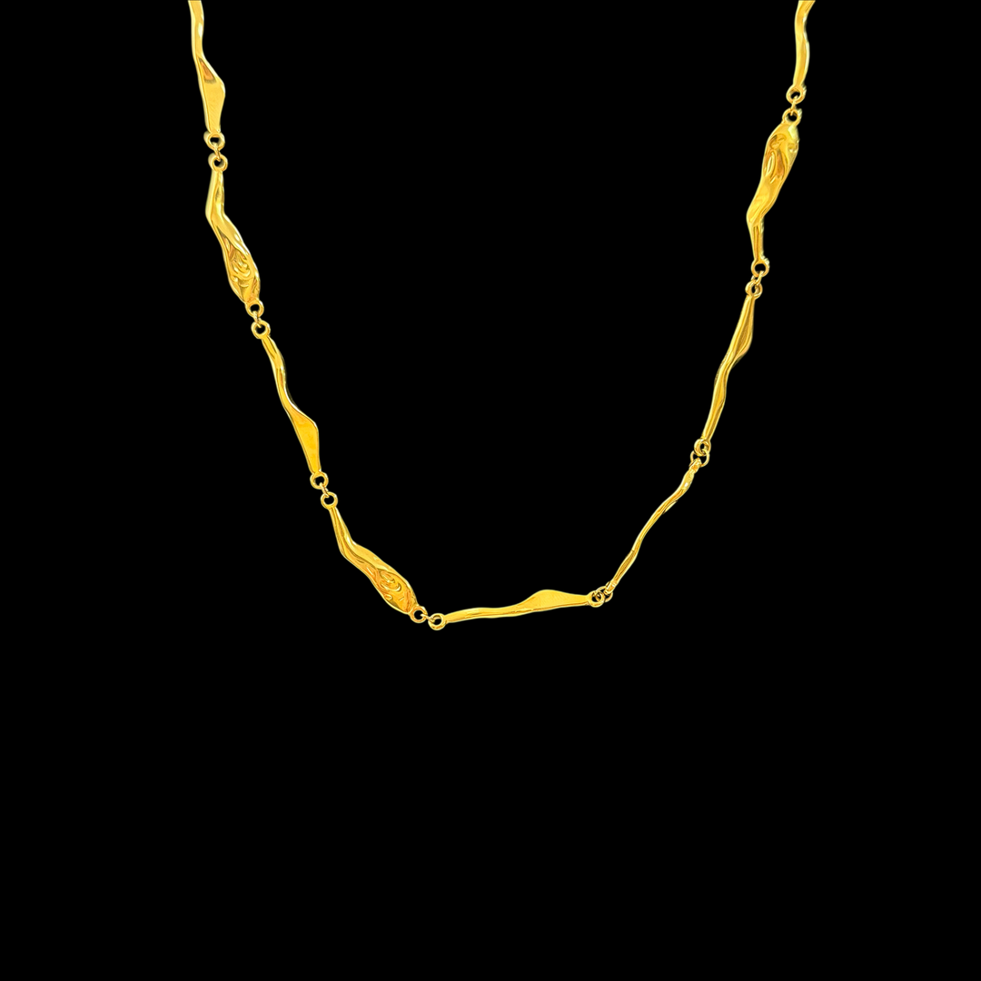Gold Chain Necklace Collection – Wavy Bead, Twisted Link & Cuban Chain, Trendy Jewelry for Women