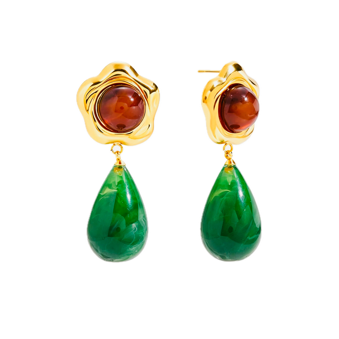 Fleur Carnelian &amp; Jade Drop