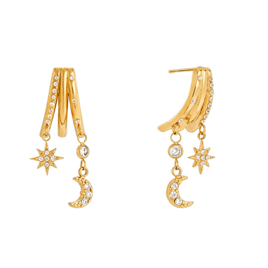 Lumière Moon &amp; Star Charm Hoop