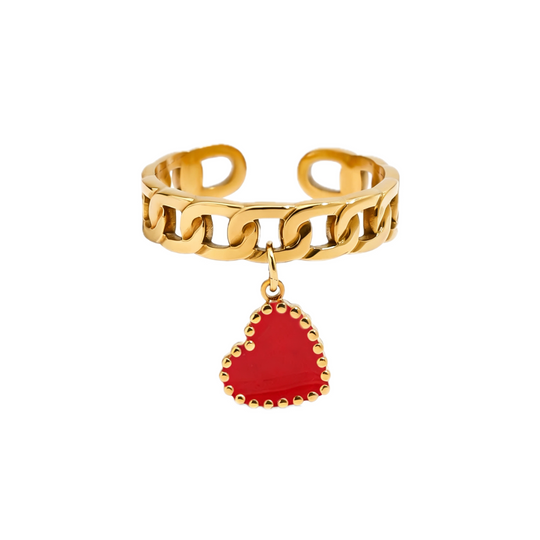Cuore Curb Chain Enamel Heart
