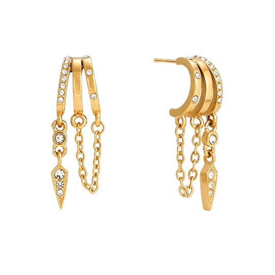 Arrow Chain Double Hoop Drop