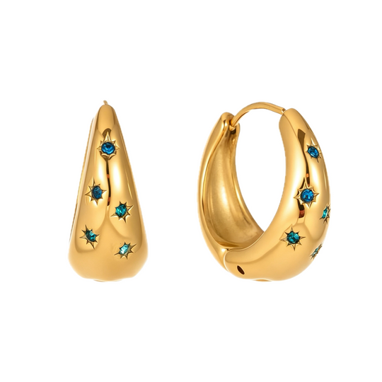 Celeste Green Star Teardrop Hoop