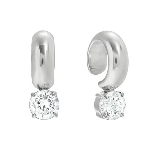 Silver Chunky Solitaire CZ Drop