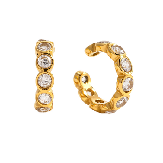 Baguette CZ Huggie Hoop