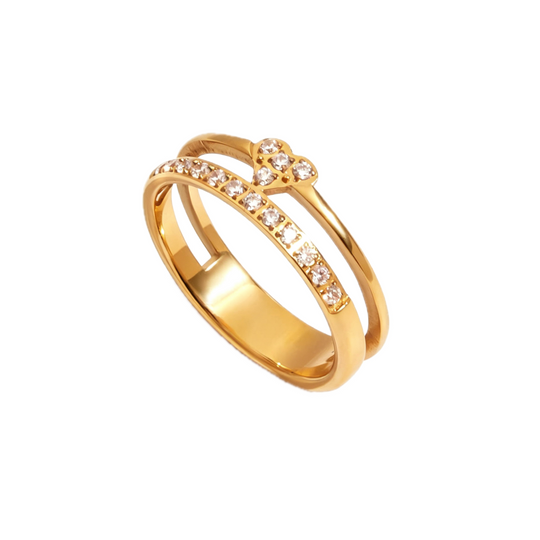 Lumière Double Band CZ Heart