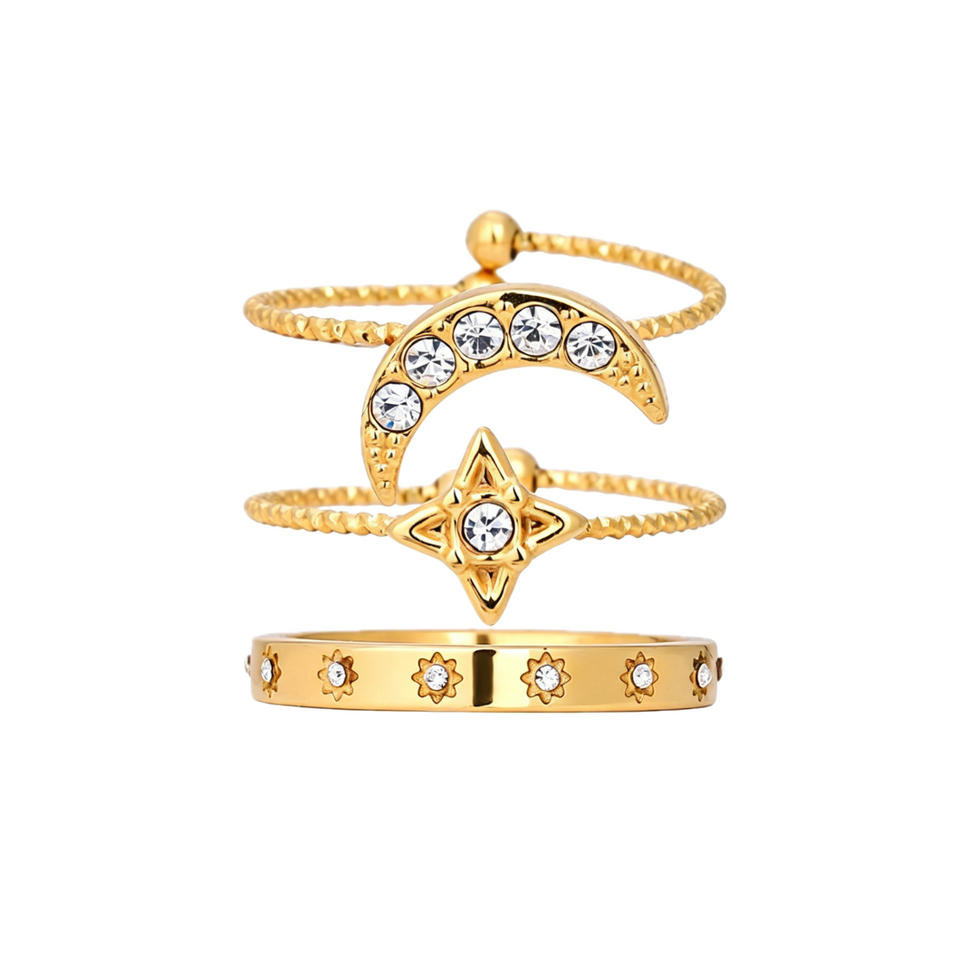 Luna Clover Star Ring Set