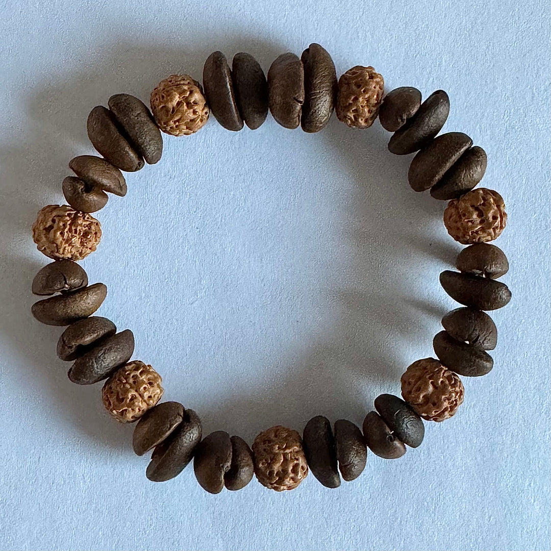 Handmade Natural Coffee Bean And Star Moon Bodhi Bracelet, Unique Design, Unisex, Can Be Used For Meditation, Blessing And Daily Wear, Showing The Beauty Of Nature And Zen