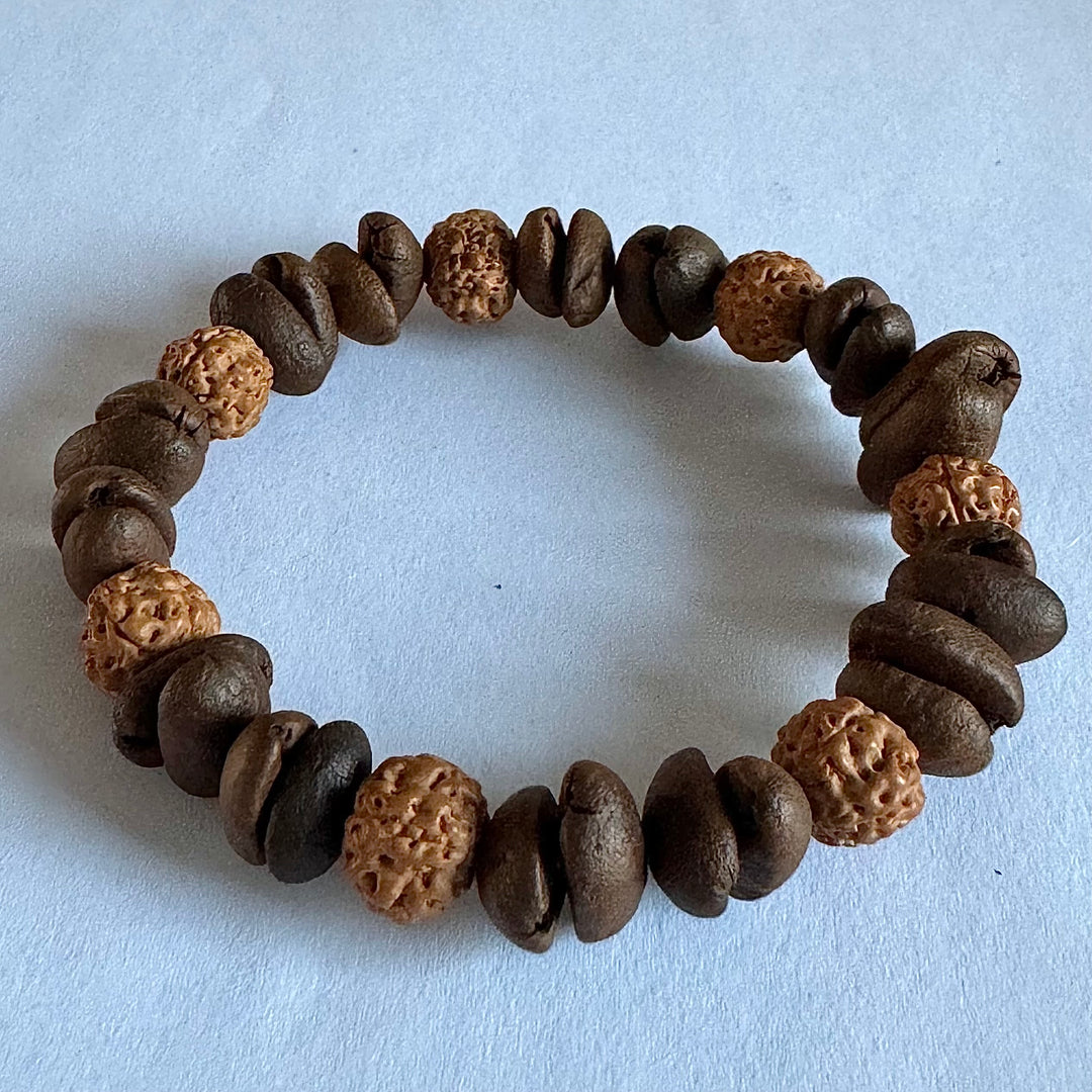 Handmade Natural Coffee Bean And Star Moon Bodhi Bracelet, Unique Design, Unisex, Can Be Used For Meditation, Blessing And Daily Wear, Showing The Beauty Of Nature And Zen