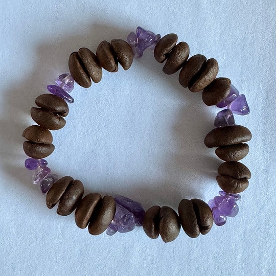 Handmade Natural Coffee Bean Bracelet With Colorful Crystal Shards, Stretchy Beaded Bracelet For Men And Women, Suitable For Meditation, Healing And Daily Wear For Good Luck And Health