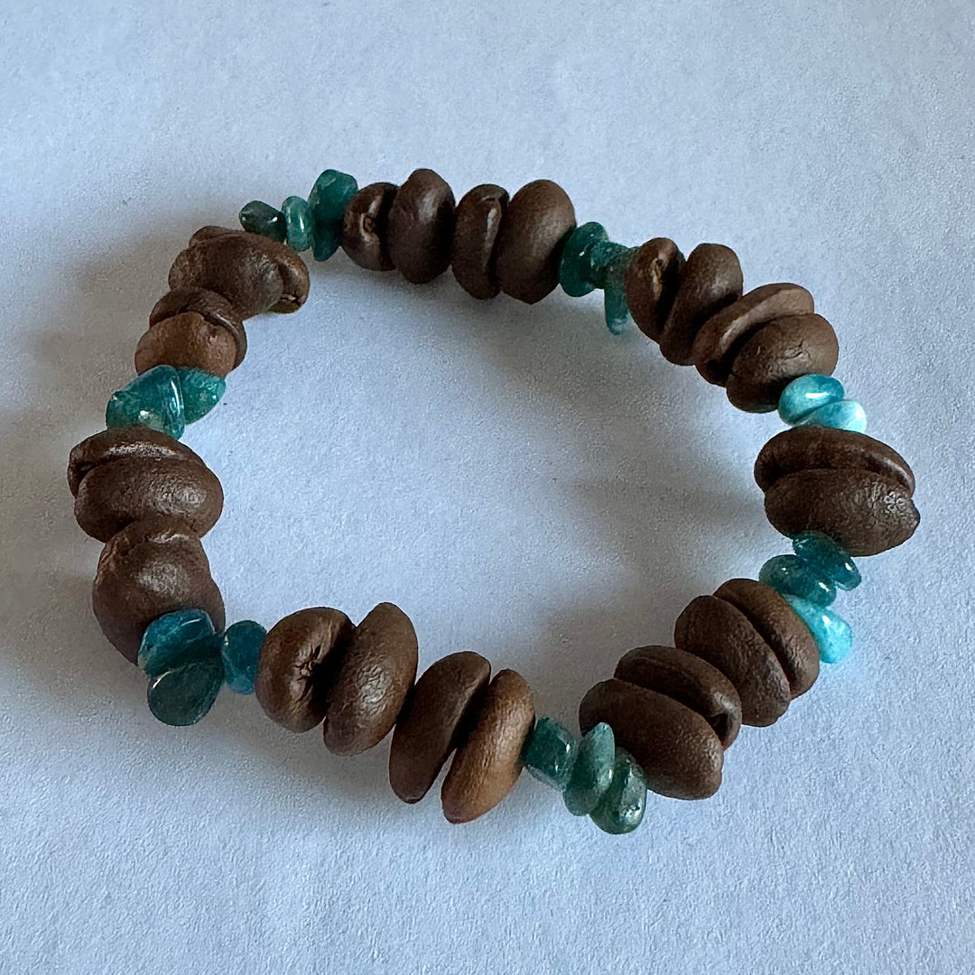 Handmade Natural Coffee Bean Bracelet With Colorful Crystal Shards, Stretchy Beaded Bracelet For Men And Women, Suitable For Meditation, Healing And Daily Wear For Good Luck And Health