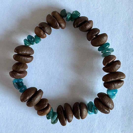 Handmade Natural Coffee Bean Bracelet With Colorful Crystal Shards, Stretchy Beaded Bracelet For Men And Women, Suitable For Meditation, Healing And Daily Wear For Good Luck And Health