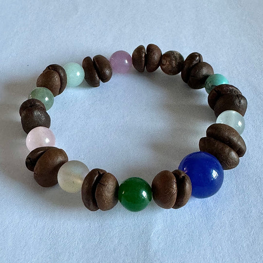 Natural Coffee Bean Bracelet with Colorful Beads – Handmade, Eco-Friendly, Boho Chic Jewelry for Men & Women