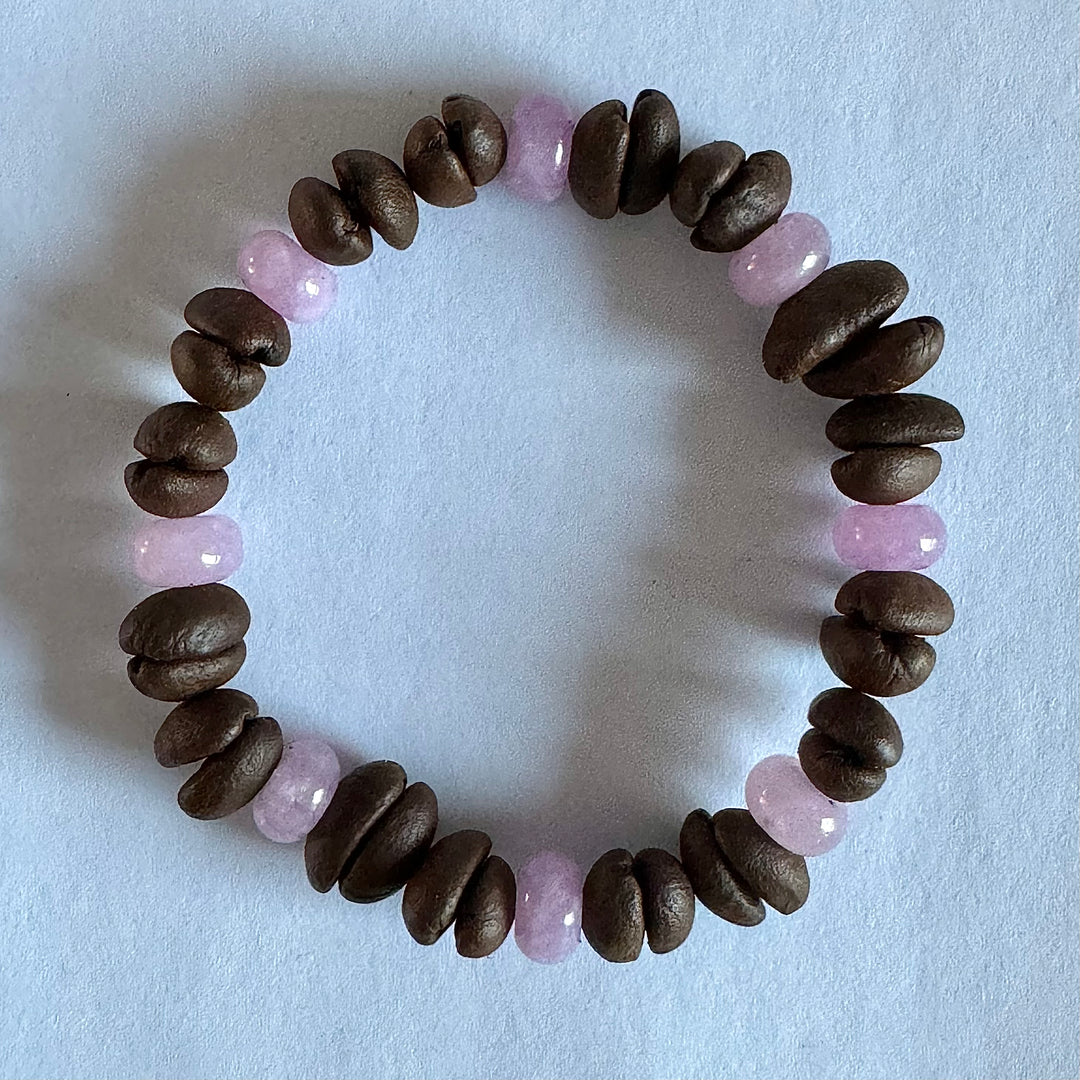 Solid Color Beads Natural Coffee Bean Bracelet - Stretch Beading, Handmade, Eco-Friendly, Unique Bohemian Jewelry