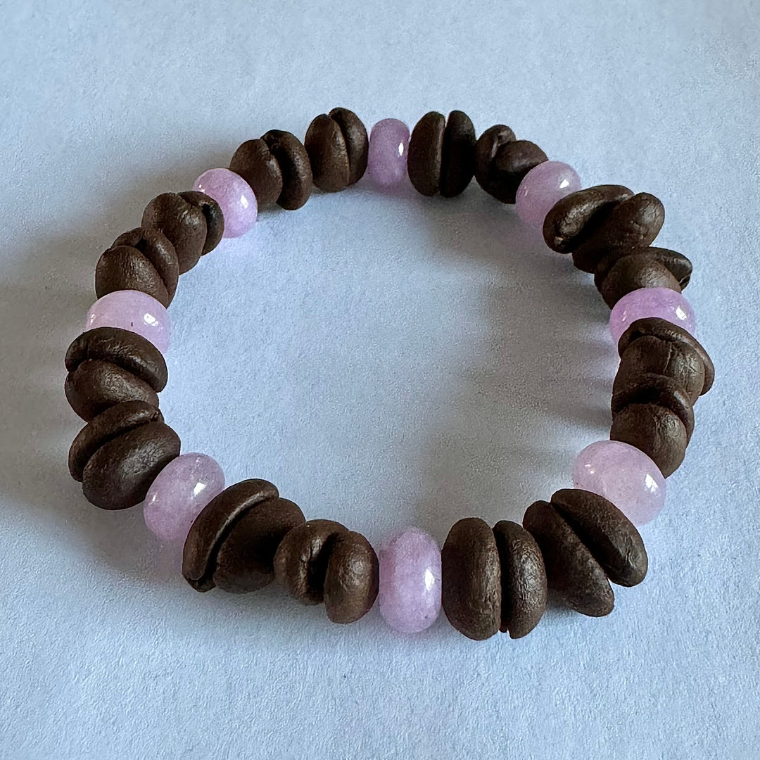 Solid Color Beads Natural Coffee Bean Bracelet - Stretch Beading, Handmade, Eco-Friendly, Unique Bohemian Jewelry