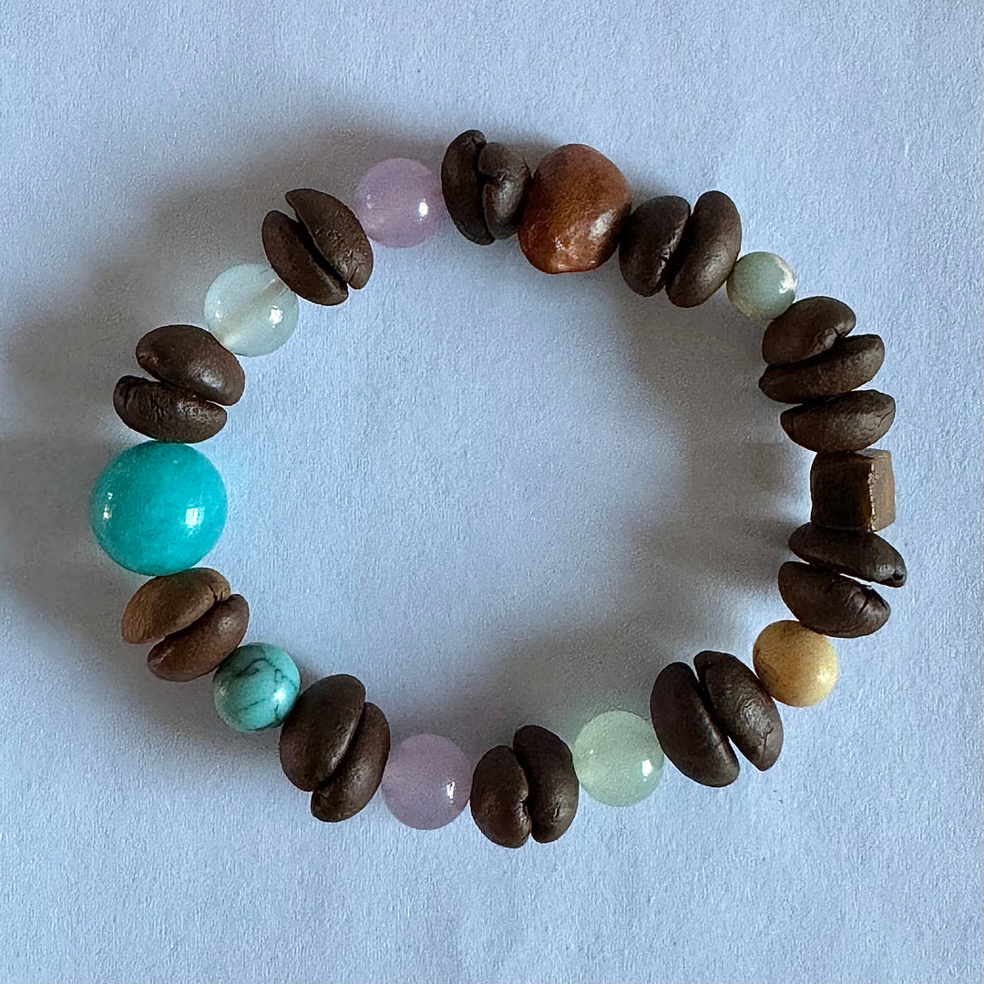 Natural Coffee Bean Bracelet with Colorful Beads – Handmade, Eco-Friendly, Boho Chic Jewelry for Men & Women