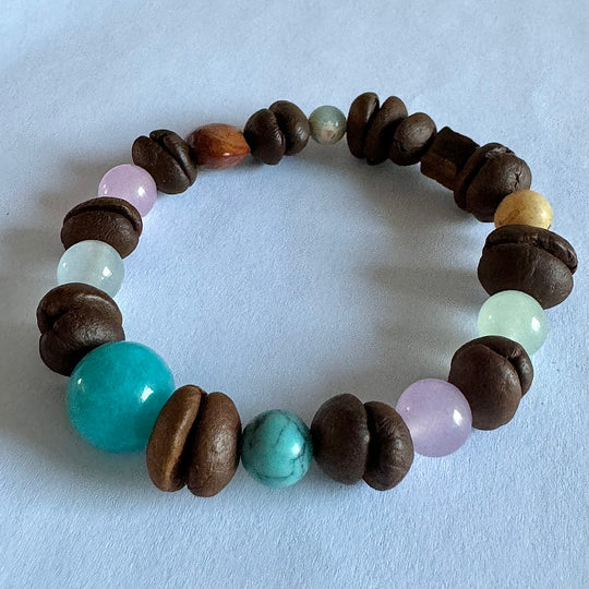 Natural Coffee Bean Bracelet with Colorful Beads – Handmade, Eco-Friendly, Boho Chic Jewelry for Men & Women