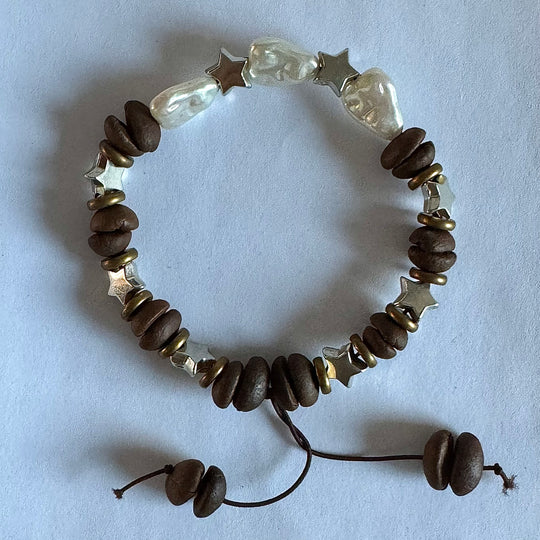 Romantic Baroque, Natural Coffee Bean Charm Bracelet, Handmade and Eco-Friendly, Best Jewelry Gift for Coffee Lovers Couples