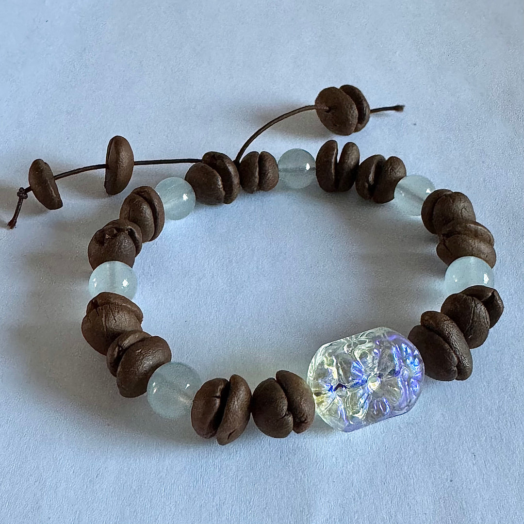 Handmade Stretch Beaded Coffee Bean Bracelet, Colorful Glaze Unique Design, A Different Gift for Coffee Lovers